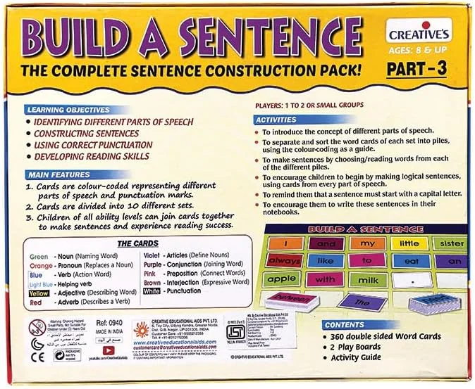 بازی آموزشی ساخت جمله – روشی سرگرم‌کننده برای یادگیری ساخت جملات صحیح! مناسب برای کودکان 8 سال به بالا