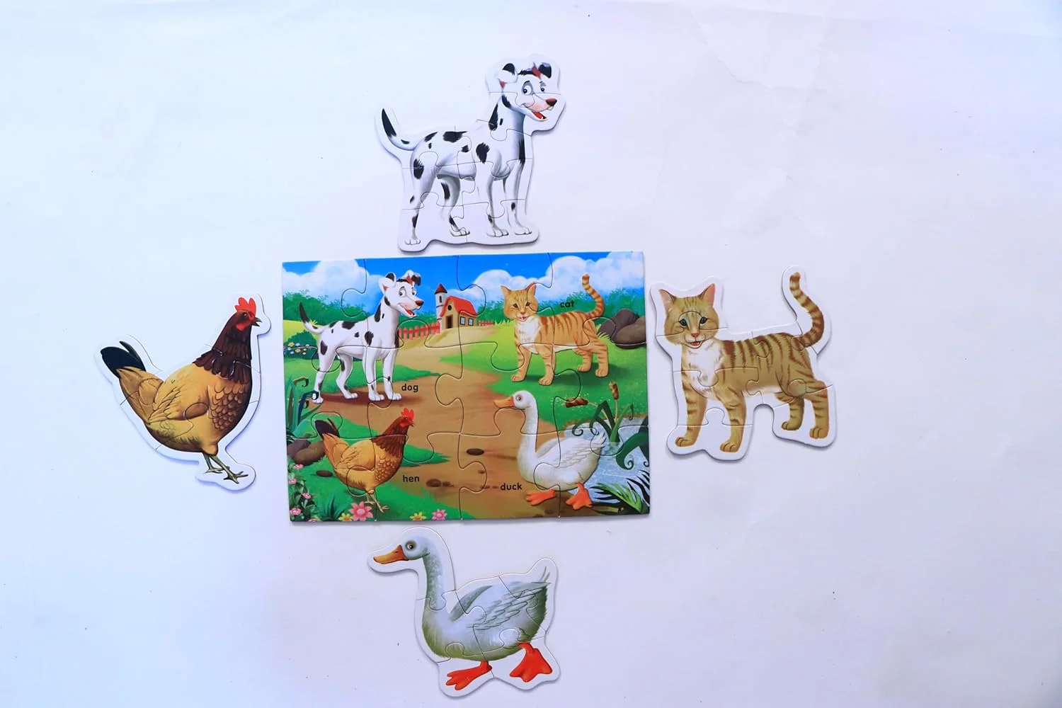 وسایل کمک آموزشی خلاقانه P. - پازل های اولیه مرحله 2 حیوانات اهلی، کودکان، چند رنگ