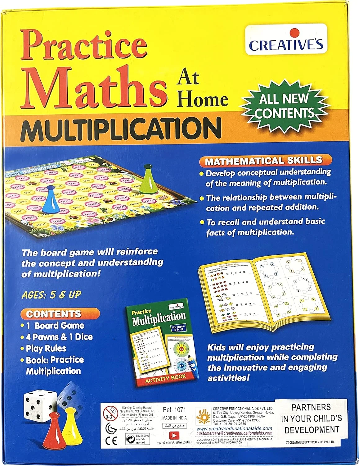 تمرین خلاقانه ریاضی در خانه - ضرب | ضرب و جمع مکرر | بازی تخته ای ریاضی با کتاب فعالیت برای تقویت موضوع ضرب در خانه برای سنین 5 سال به بالا