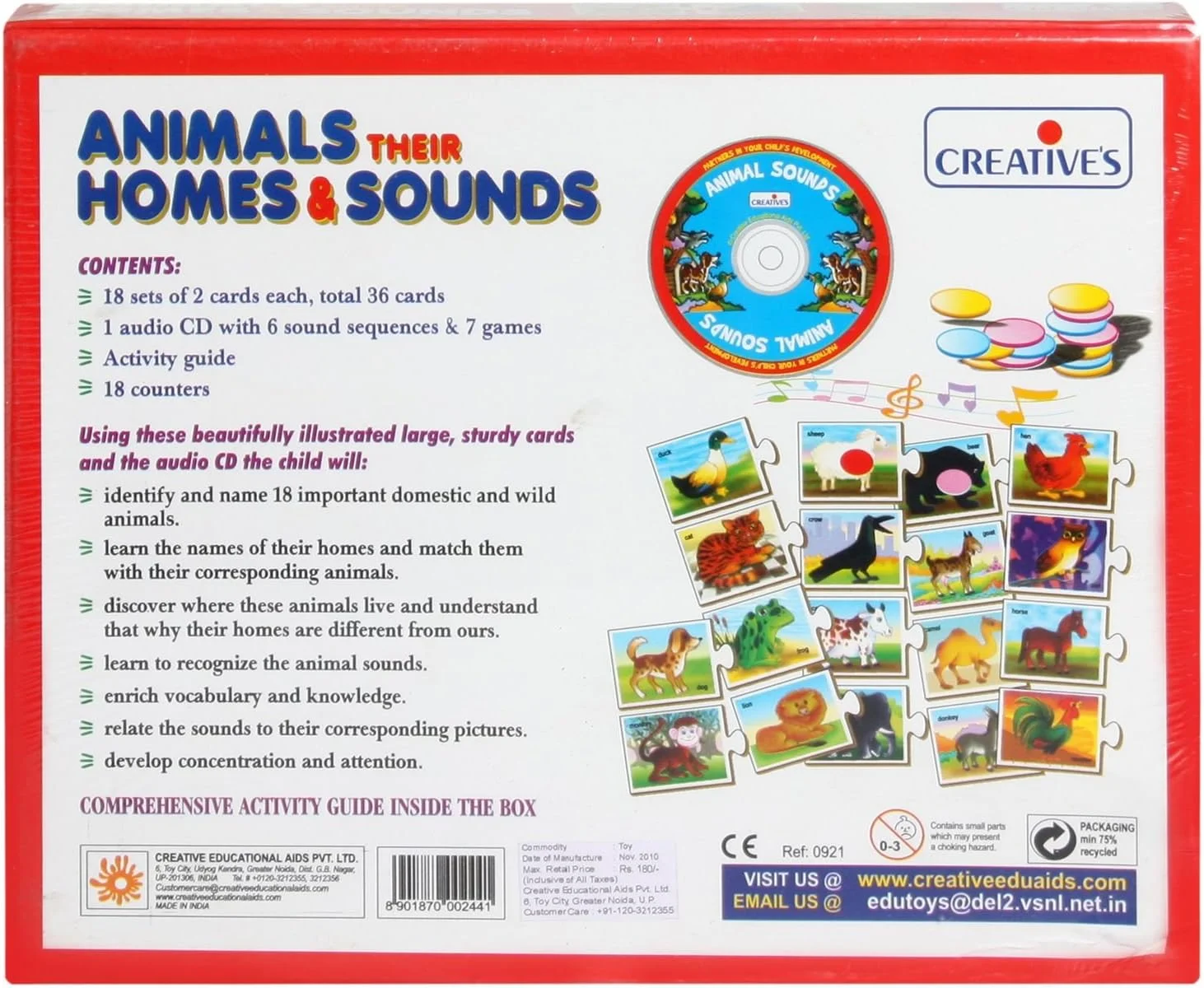 وسایل کمک آموزشی حیوانات، خانه ها و صداها (CD)، چند رنگ