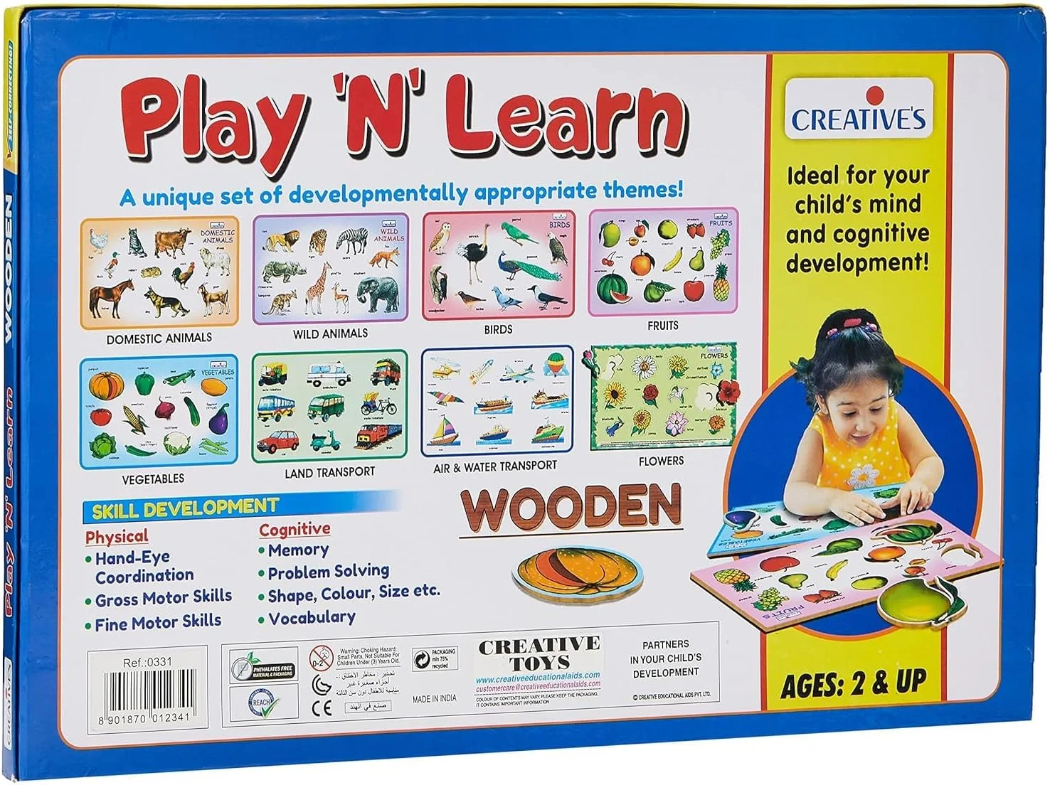 پازل چوبی آموزشی حیوانات اهلی Play ‘N’ Learn | پازل چوبی اره‌ای برای آموزش زودهنگام | پازل‌های آموزشی برای کودکان | اسباب بازی پازل چوبی خود اصلاح‌گر برای کودکان 2 سال به بالا