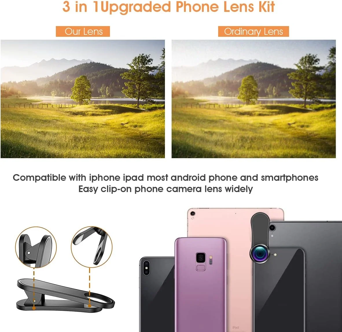 لنز دوربین گوشی هوشمند AFAITH، کیت گیره لنز موبایل 3 در 1، لنز ماکرو 20X، لنز فیش آی 198 درجه و لنز زاویه باز 120 درجه برای آیفون سامسونگ هواوی لنز دوربین گوشی هوشمند AFAITH، کیت گیره لنز موبایل 3 در 1، لنز ماکرو 20X، لنز فیش آی 198 درجه و لنز زاویه باز 120 درجه برای آیفون سامسونگ هواوی