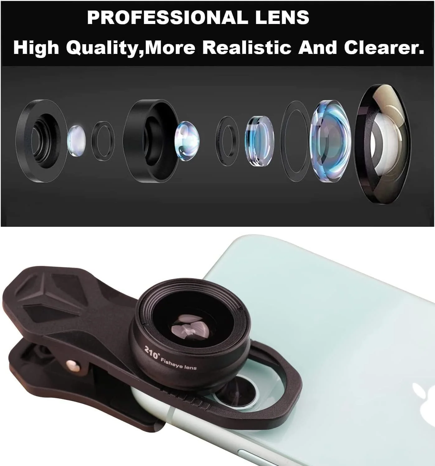 لنز چشم ماهی 210 درجه برای گوشی های هوشمند آیفون، سامسونگ، موتورولا، گوگل، TCL و اندروید، به همراه گیره، لنز موبایل، لنز آنامورفیک، عکس های خنده دار لنز چشم ماهی 210 درجه برای گوشی های هوشمند آیفون، سامسونگ، موتورولا، گوگل، TCL و اندروید، به همراه گیره، لنز موبایل، لنز آنامورفیک، عکس های خنده دار
