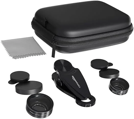 کیت لنز دوربین موبایل 3 در 1 | لنز زاویه دید فوق عریض | لنز فیش آی 198 درجه | لنز ماکرو 15X | لنز گیره ای موبایل - مشکی (بازسازی شده)