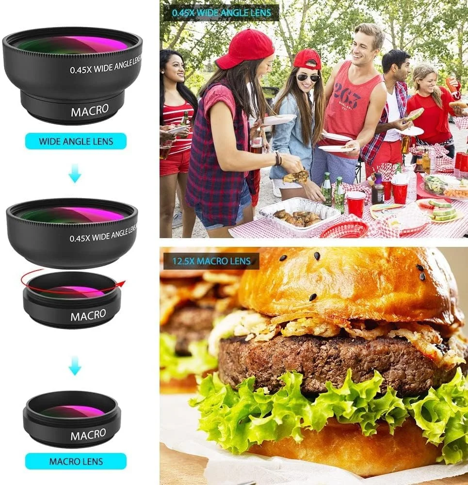 لنز دوربین موبایل Apexel 2 در 1 کیت لنز کلیپسی زاویه فوق العاده عریض 0.45X و لنز دوربین ماکرو 12.5X برای آیفون 8 7 6s 6 Plus 5s سامسونگ اندروید و اکثر گوشی های هوشمند - مشکی لنز دوربین موبایل Apexel 2 در 1 کیت لنز کلیپسی زاویه فوق العاده عریض 0.45X و لنز دوربین ماکرو 12.5X برای آیفون 8 7 6s 6 Plus 5s سامسونگ اندروید و اکثر گوشی های هوشمند - مشکی