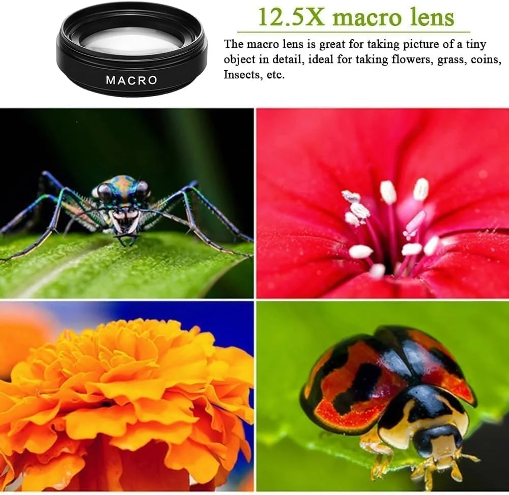 لنز دوربین گوشی، مجموعه لنز گیره ای حرفه ای برای تلفن های هوشمند، شامل لنزهای زاویه فوق عریض و ماکرو برای عکاسی موبایل پیشرفته