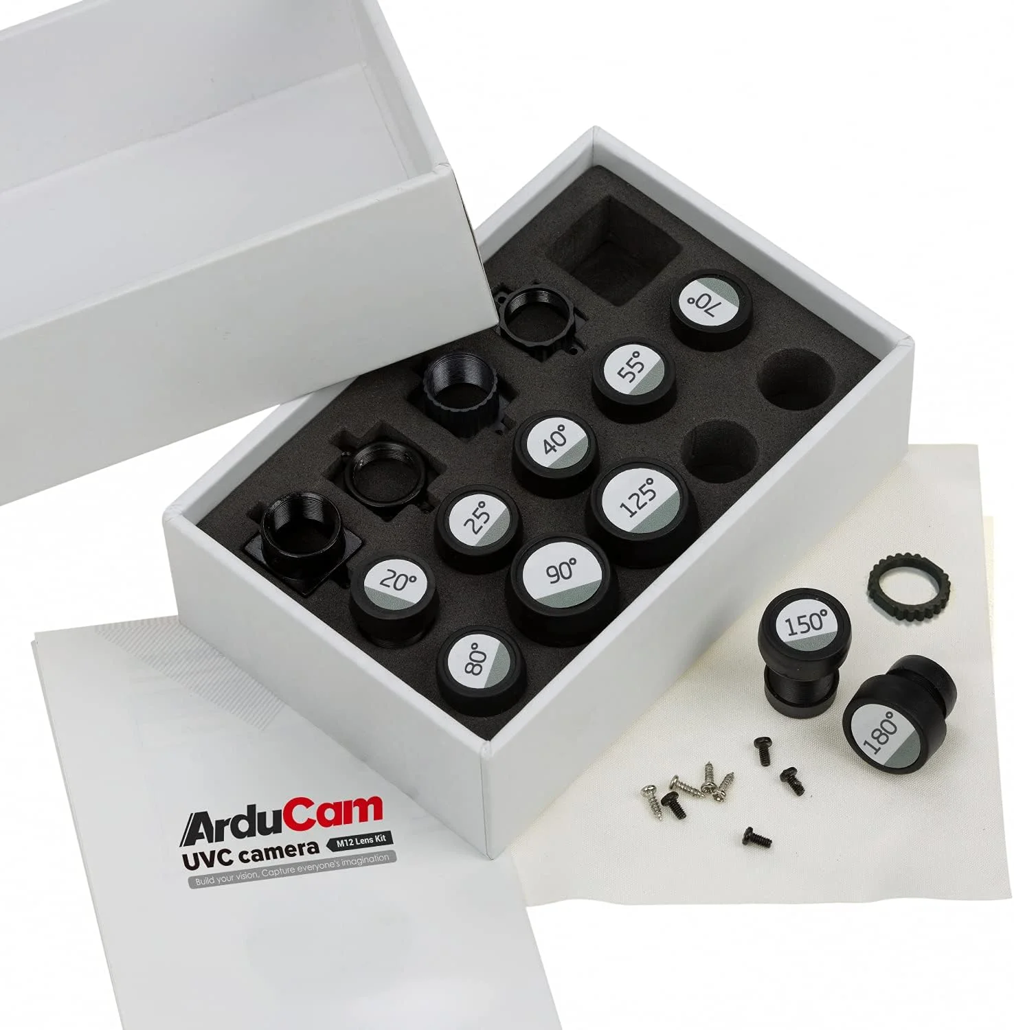 مجموعه لنز Arducam M12، لنز برای دوربین USB (1/2.7 اینچ، 1/2.8 اینچ، 1/2.9 اینچ)، تله فوتو، ماکرو، زاویه باز، کیت لنز چشم ماهی (20 تا 180 درجه) با نگهدارنده لنز M12 و پارچه تمیز کننده، اپتیکال همه کاره مجموعه لنز Arducam M12، لنز برای دوربین USB (1/2.7 اینچ، 1/2.8 اینچ، 1/2.9 اینچ)، تله فوتو، ماکرو، زاویه باز، کیت لنز چشم ماهی (20 تا 180 درجه) با نگهدارنده لنز M12 و پارچه تمیز کننده، اپتیکال همه کاره