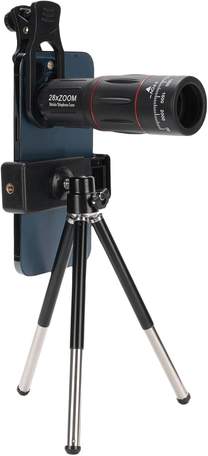 کیت لنز دوربین تلفن همراه Bewinner، زاویه دید عریض 28X، ماکرو 0.6X، چشم ماهی 20X 198° 4 در 1، دوربین خارجی ارتقا یافته، لنز دوربین تلفن همراه زوم با گیره تلفن برای عکس و فیلم برداری