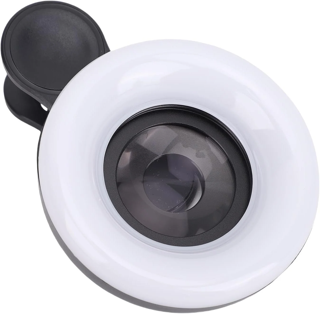 لنز ماکرو 15X Bewinner با نور حلقه ای گیره دار کوچک، نور حلقه ای LED، 30 دقیقه حداکثر روشنایی، 5 سطح روشنایی قابل تنظیم، لنز با کیفیت بالا برای تلفن، تبلت، بلاگر زیبایی