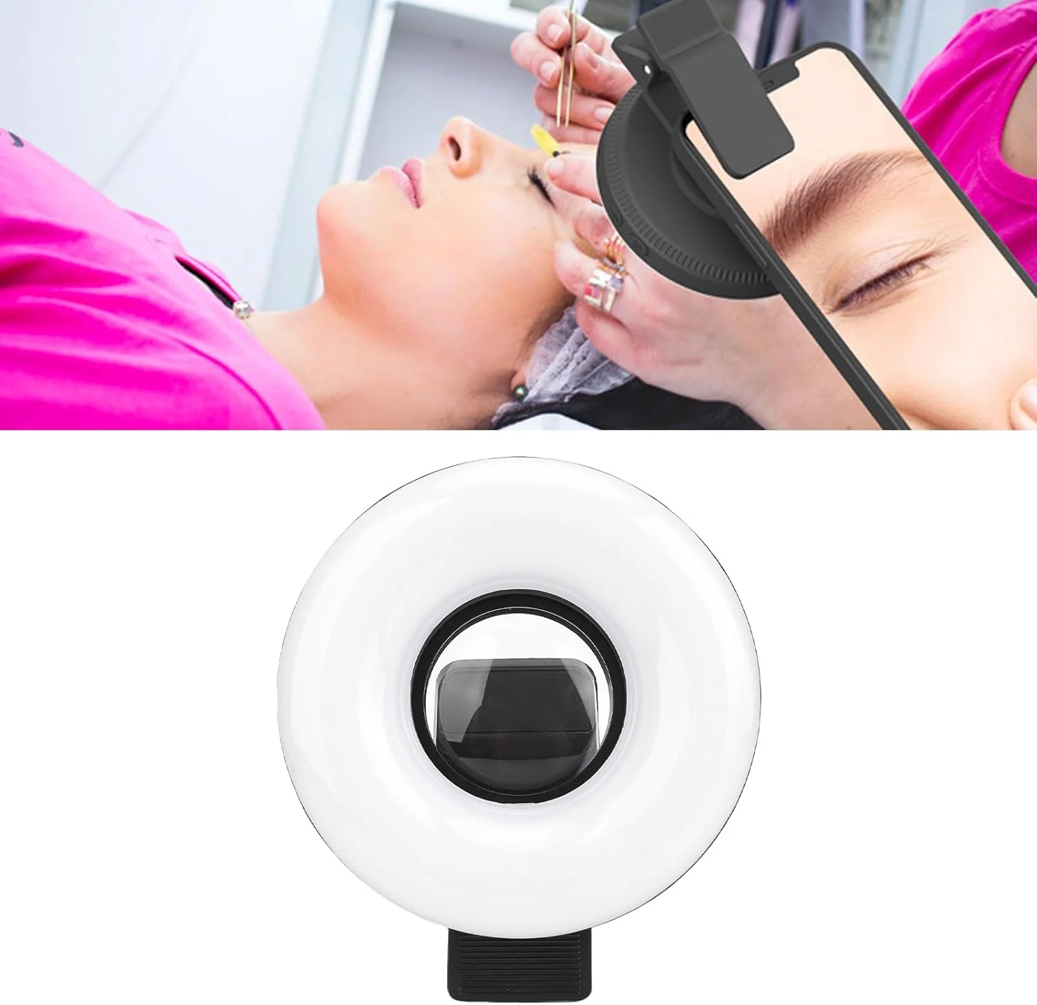 لنز ماکرو 15X Bewinner با نور حلقه ای گیره دار کوچک، نور حلقه ای LED، 30 دقیقه حداکثر روشنایی، 3000K-6500K مناسب برای عکاسی با تلفن هوشمند، ولاگ، عکس های کلوزآپ و ضبط ویدیو لنز ماکرو 15X Bewinner با نور حلقه ای گیره دار کوچک، نور حلقه ای LED، 30 دقیقه حداکثر روشنایی، 3000K-6500K مناسب برای عکاسی با تلفن هوشمند، ولاگ، عکس های کلوزآپ و ضبط ویدیو