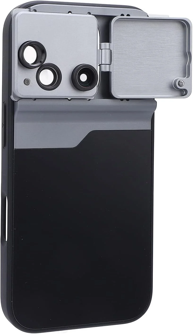 کیت لنز دوربین گوشی با قاب، قاب کامل گوشی برای 16 پرو، لنز 3 در 1، لنز تله فوتو 2X + ماکرو 10X + لنز چشم ماهی 180 درجه 0.35X، قاب گوشی لنزدار با کاور مغناطیسی