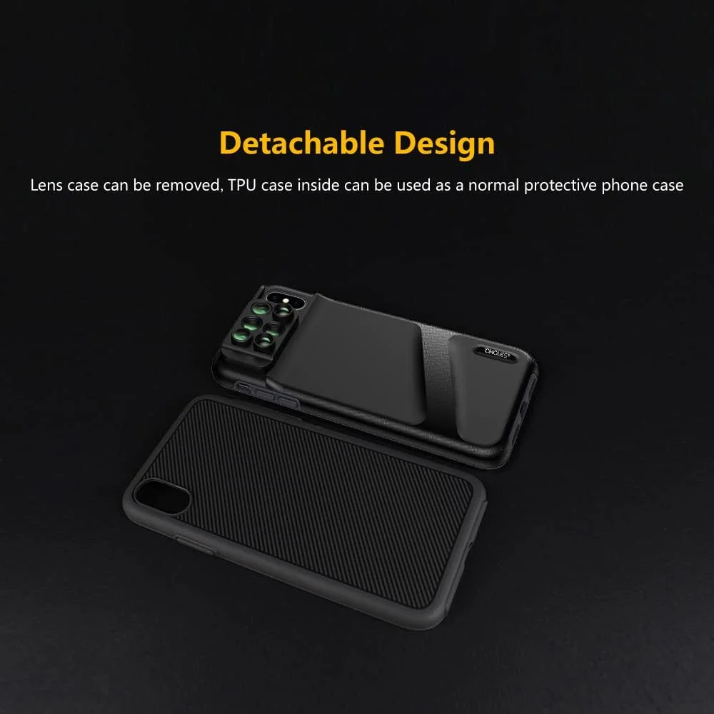 قاب گوشی موبایل با لنز دوگانه شامل لنزهای فیش آی و واید انگل به همراه قاب محافظ TPU