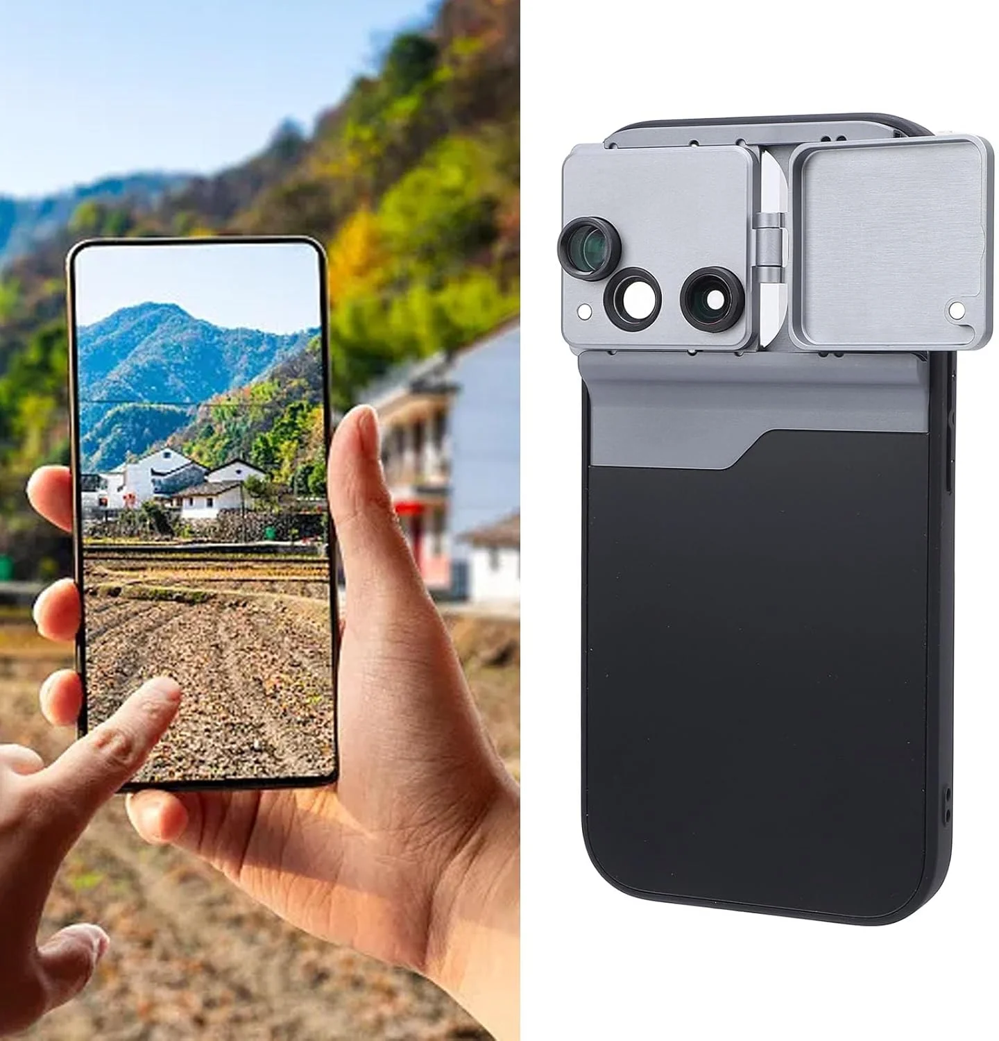 کیت لنز دوربین گوشی با قاب، قاب کامل گوشی برای 16 پرو، لنز 3 در 1، لنز تله فوتو 2X + ماکرو 10X + لنز چشم ماهی 180 درجه 0.35X، قاب گوشی لنزدار با کاور مغناطیسی کیت لنز دوربین گوشی با قاب، قاب کامل گوشی برای 16 پرو، لنز 3 در 1، لنز تله فوتو 2X + ماکرو 10X + لنز چشم ماهی 180 درجه 0.35X، قاب گوشی لنزدار با کاور مغناطیسی