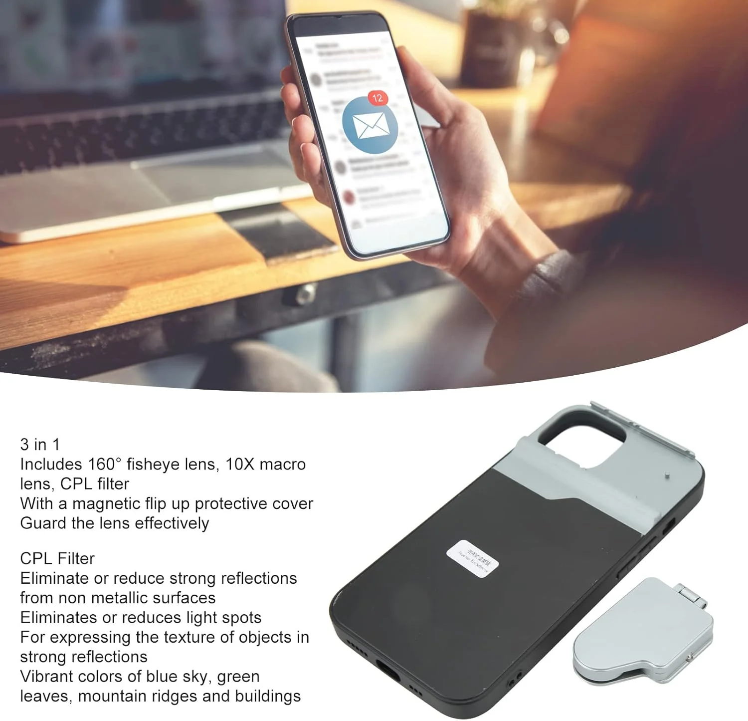 قاب گوشی با لنز چندگانه برای گوشی IOS 14، کیت لنز دوربین چندگانه تله فوتو ماکرو فیش آی فیلتر CPL، قاب لنز دو لایه با محافظت دوگانه، 160 درجه قاب گوشی با لنز چندگانه برای گوشی IOS 14، کیت لنز دوربین چندگانه تله فوتو ماکرو فیش آی فیلتر CPL، قاب لنز دو لایه با محافظت دوگانه، 160 درجه