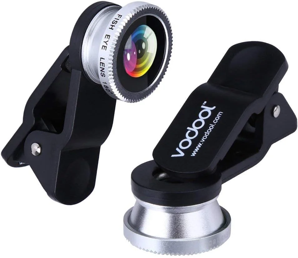 گیره لنز 3 در 1 شامل لنز چشم ماهی 180 درجه + لنز زاویه باز + لنز ماکرو نقره ای شیک و محبوب