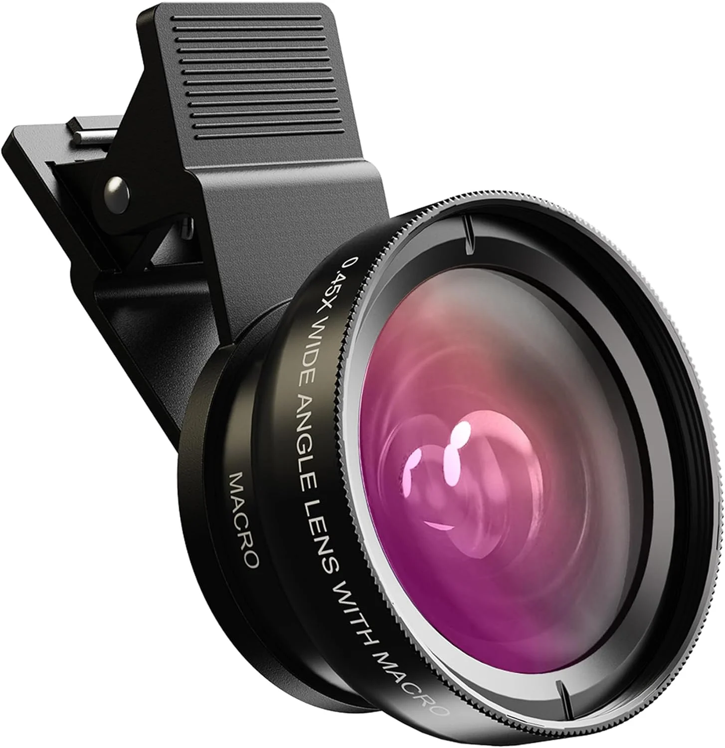 کیت لنز دوربین گوشی 2 در 1 برای آیفون و اندروید، لنز ماکرو 12.5X و لنز زاویه باز 0.45X به همراه کیف مسافرتی