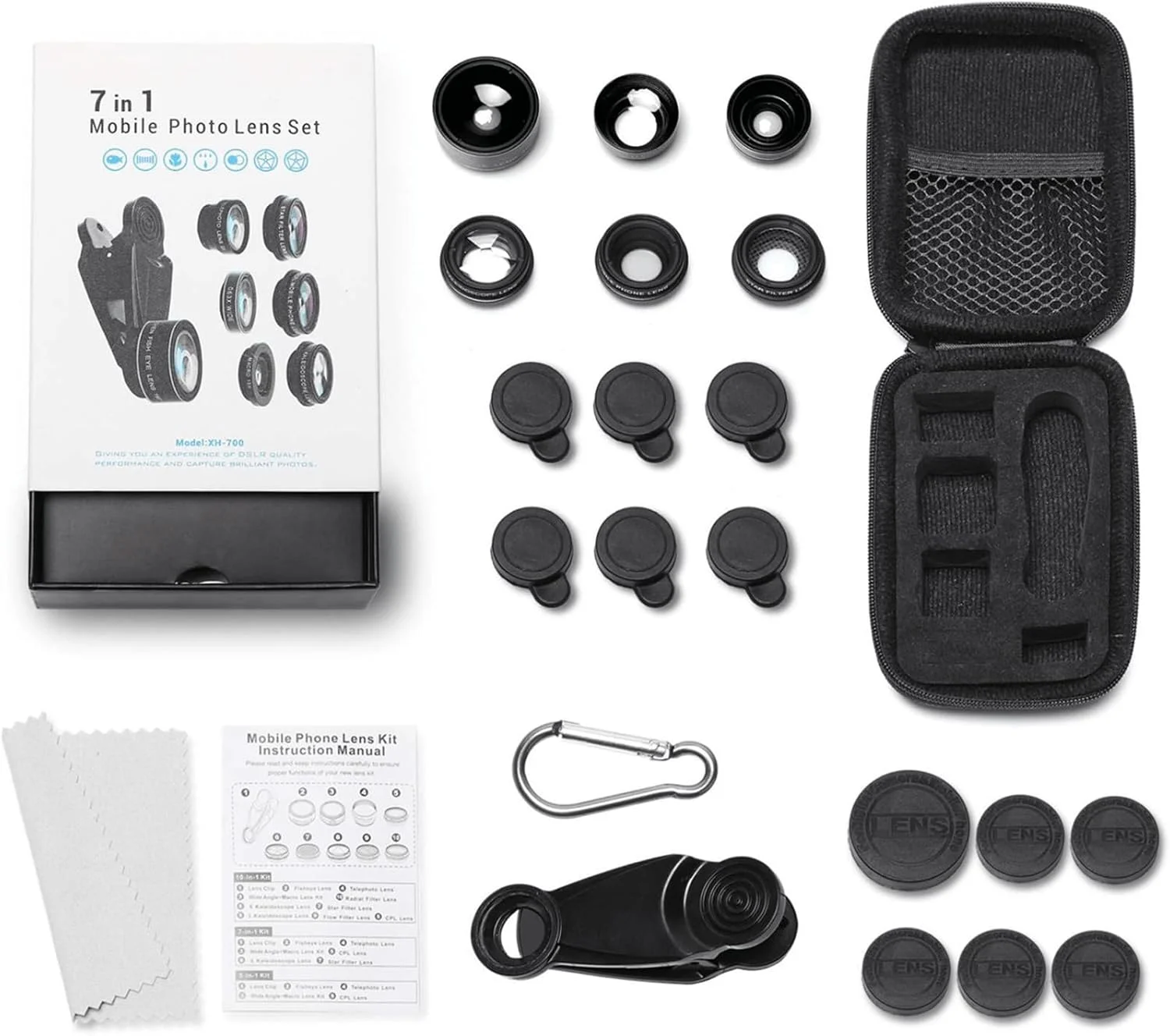 کیت لنز 7 در 1 برای تلفن همراه، لنزهای HD فیش آی واید انگل 0.63X ماکرو 15X پرتره، پلاریزر 2x، پلاریزر CPL، لنز کالیدوسکوپ، لنز استارلایت، سازگاری جهانی کیت لنز 7 در 1 برای تلفن همراه، لنزهای HD فیش آی واید انگل 0.63X ماکرو 15X پرتره، پلاریزر 2x، پلاریزر CPL، لنز کالیدوسکوپ، لنز استارلایت، سازگاری جهانی