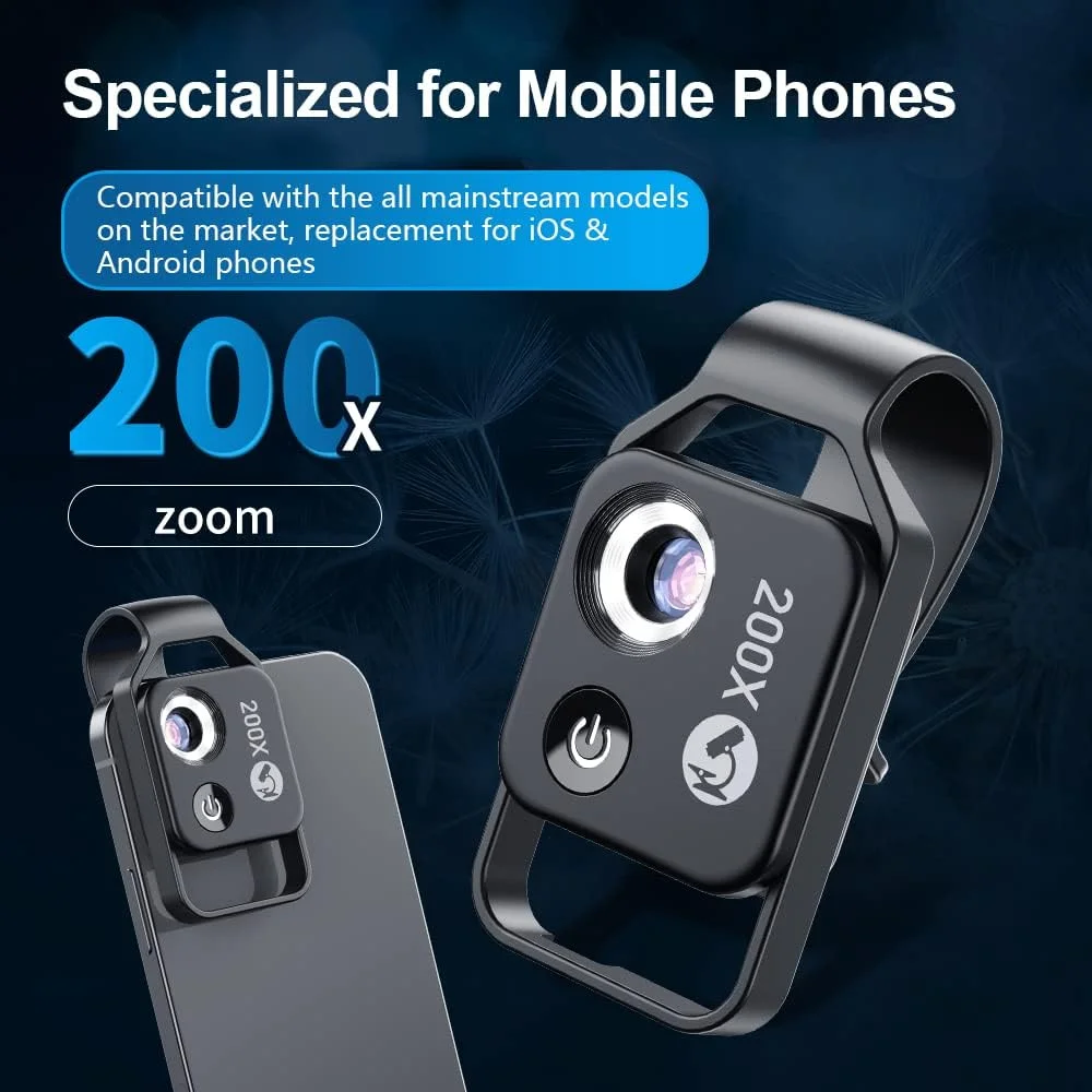 لنز میکروسکوپ تلفن حرفه ای Eacam با گیره تلفن جهانی برای مشاهده گیاهان، حشرات، مو، پوست، جواهرات، ارزیابی یشم، تست صنعت الکترونیک لنز میکروسکوپ تلفن حرفه ای Eacam با گیره تلفن جهانی برای مشاهده گیاهان، حشرات، مو، پوست، جواهرات، ارزیابی یشم، تست صنعت الکترونیک