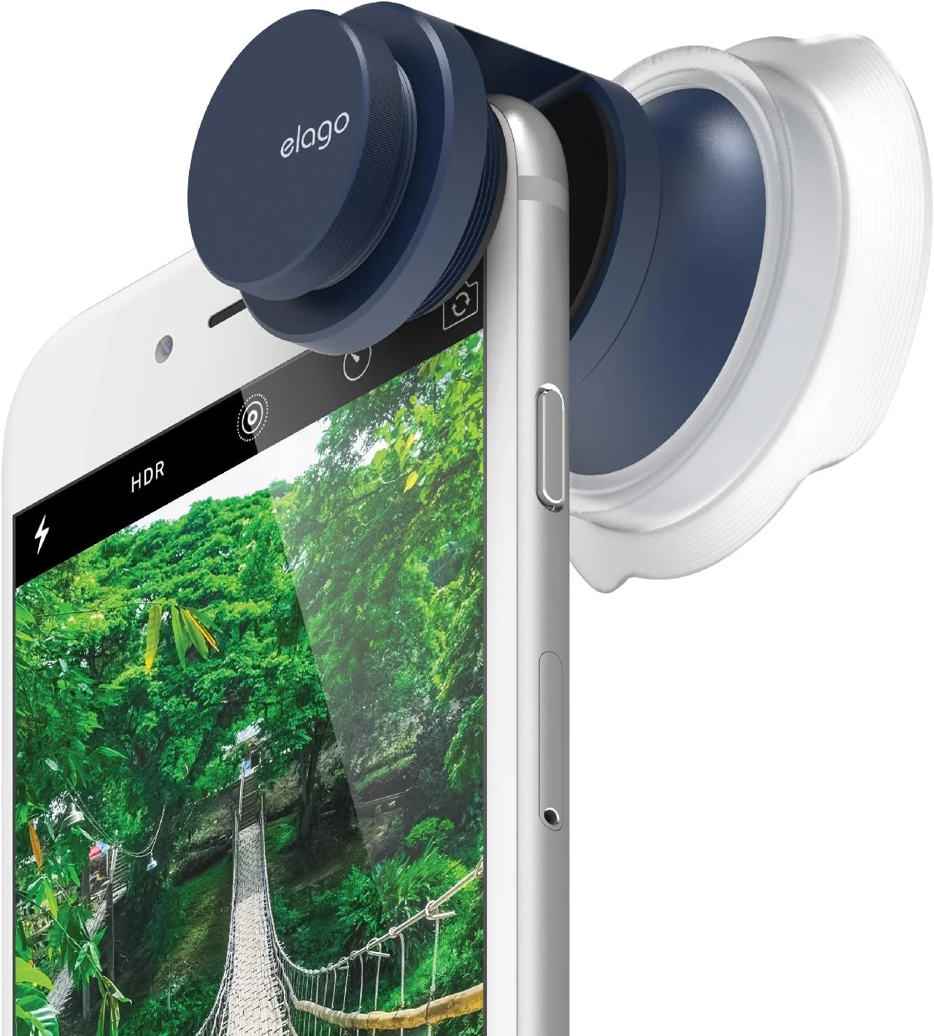 لنز سلفی elago® [0.4X][جین نیلی] - [لنز چشم ماهی] [سیستم قفل آسان] [ساخت آلومینیوم ممتاز] - برای آیفون 7، آیفون 6/6S، آیفون 6/6S پلاس، آیفون 5/5S، آیفون 5SE