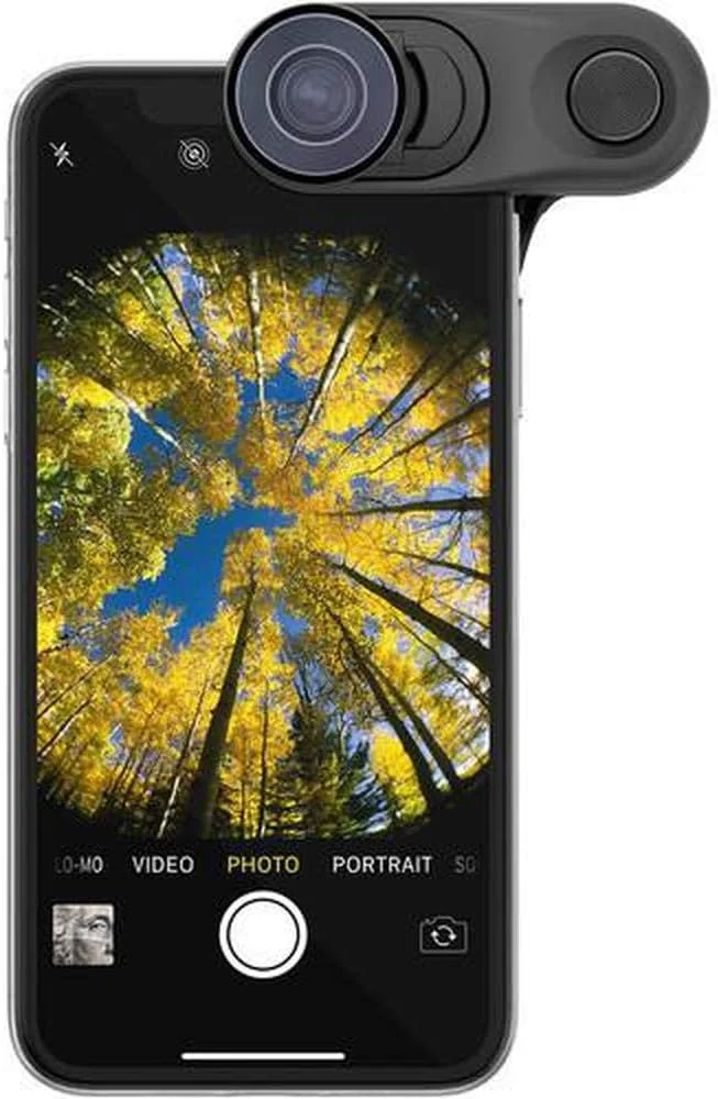 لنز دوربین موبایل Element Case Olloclip Fisheye و Macro Essential و Super-Wide Essential - سازگار با iPhone XR, XS, XS Max, X یا Multi-Device Clip - لنز دوربین آیفون