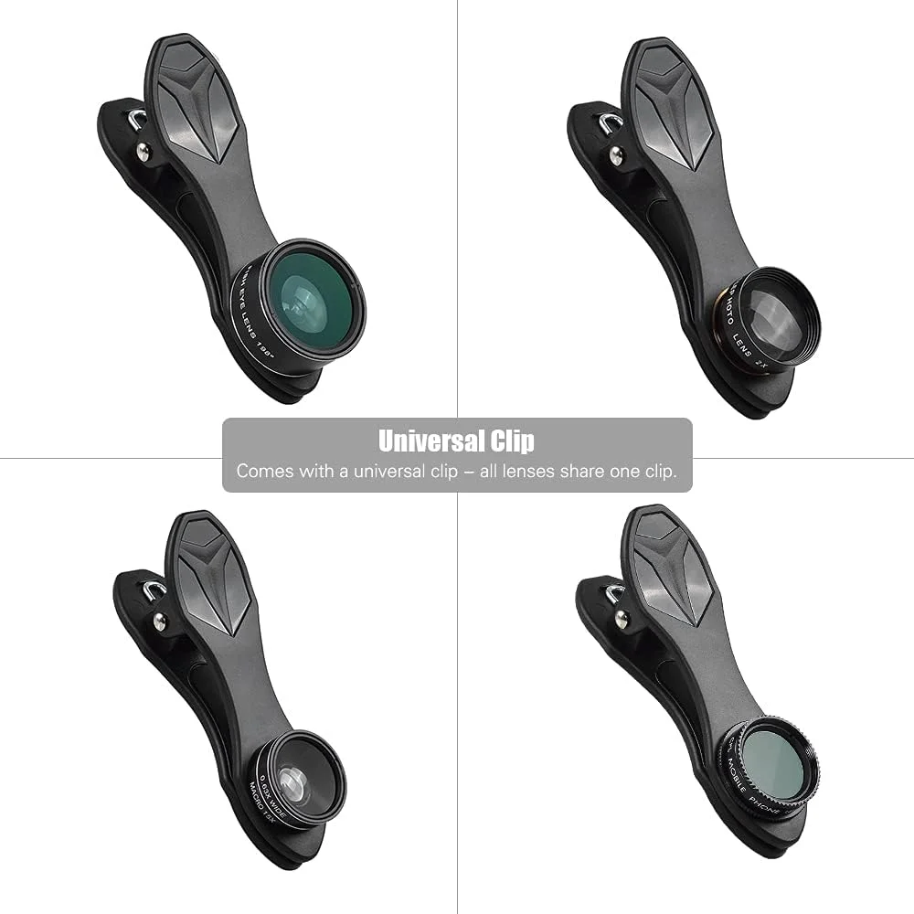 کیت لنز موبایل 5 در 1 APL-DG5H شامل لنز فیش آی 198 درجه، لنز واید انگل 0.63X، لنز ماکرو 15X و لنز CPL 2X برای گوشی های هوشمند i-Phone و Samsung کیت لنز موبایل 5 در 1 APL-DG5H شامل لنز فیش آی 198 درجه، لنز واید انگل 0.63X، لنز ماکرو 15X و لنز CPL 2X برای گوشی های هوشمند i-Phone و Samsung