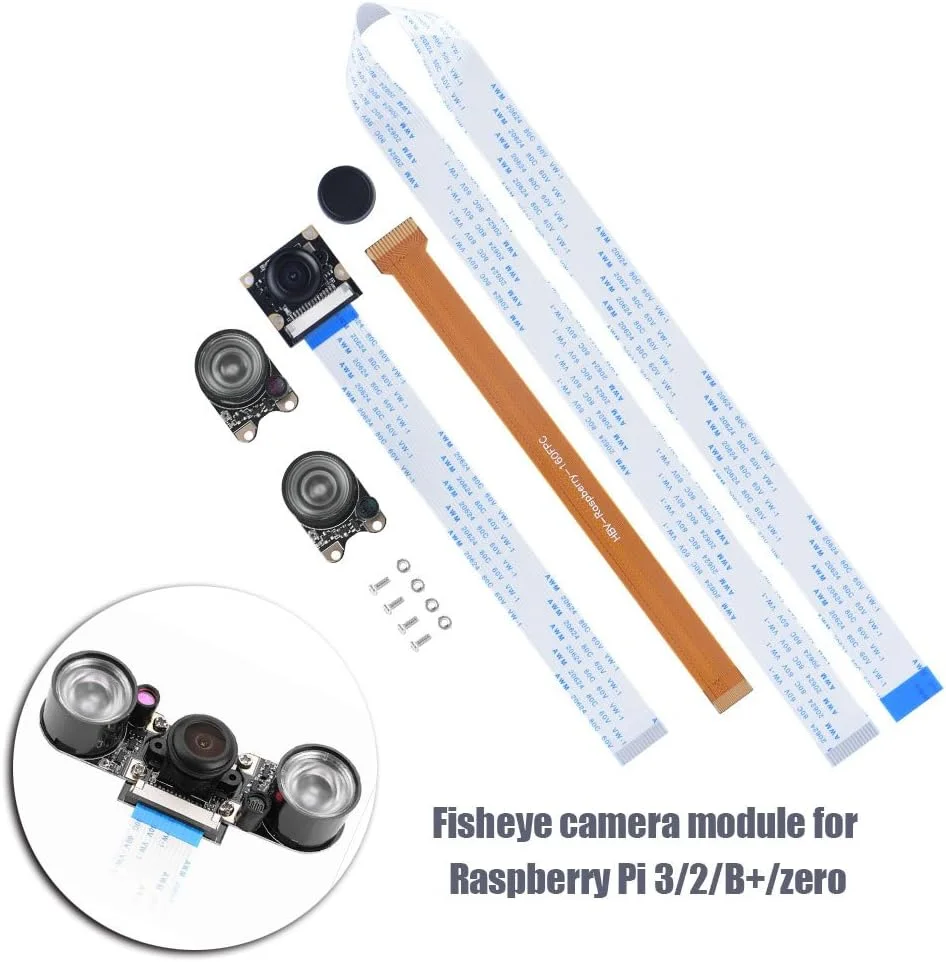 ماژول دوربین چشم ماهی زاویه باز 5 مگاپیکسلی با نور پرکننده، دوربین 1080p برای رزبری پای 2/3/B+/Zero، دوربین چشم ماهی با لنز قابل تنظیم به همراه کابل فلت 15 پین 15 سانتی متری ماژول دوربین چشم ماهی زاویه باز 5 مگاپیکسلی با نور پرکننده، دوربین 1080p برای رزبری پای 2/3/B+/Zero، دوربین چشم ماهی با لنز قابل تنظیم به همراه کابل فلت 15 پین 15 سانتی متری