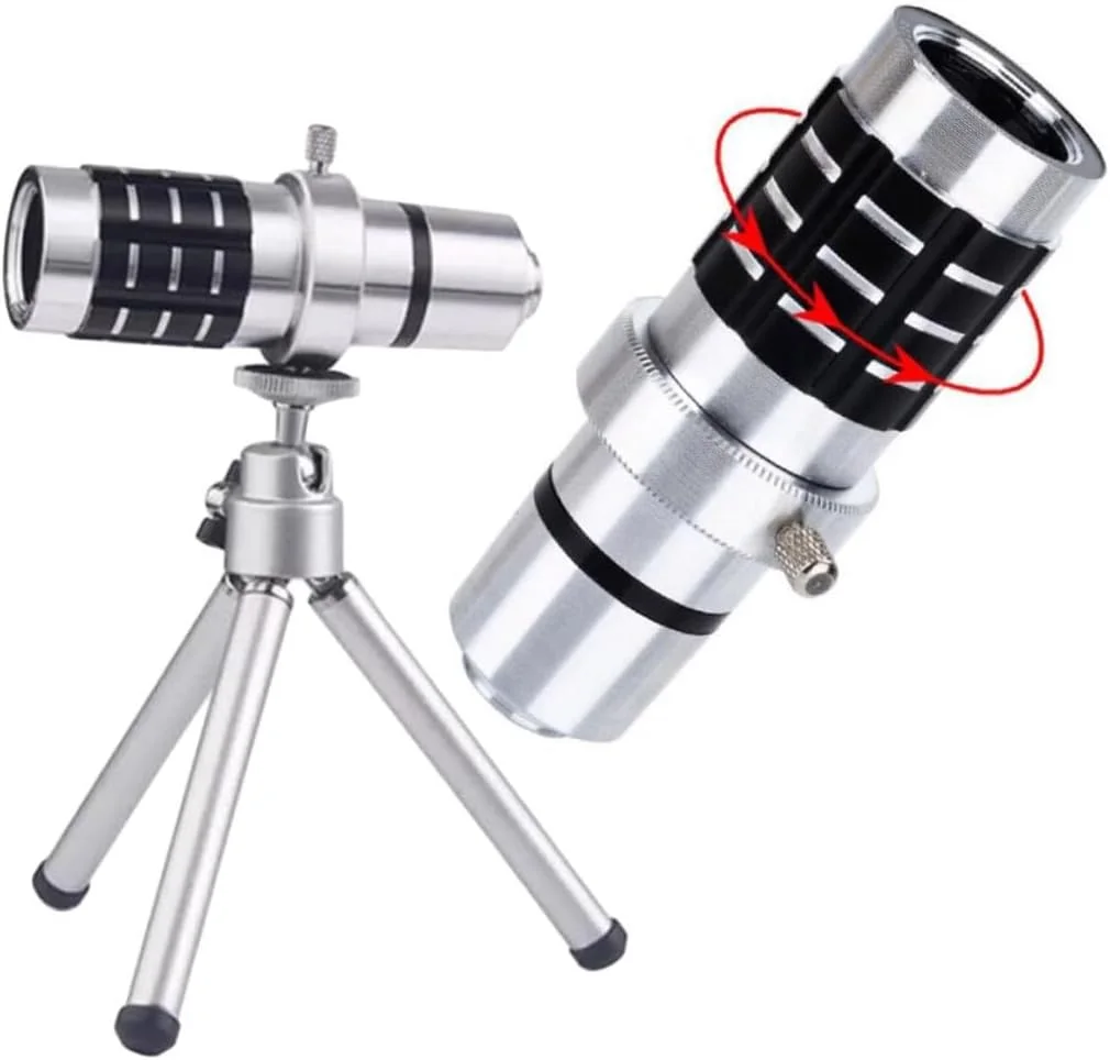 لنز زوم X با بزرگنمایی 12 برابر به همراه سه پایه فیلمبرداری، لنز دوربین برای تلفن های هوشمند و کیت لنز دوربین تلفن، لنز زاویه باز تلفن هوشمند لنز زوم X با بزرگنمایی 12 برابر به همراه سه پایه فیلمبرداری، لنز دوربین برای تلفن های هوشمند و کیت لنز دوربین تلفن، لنز زاویه باز تلفن هوشمند