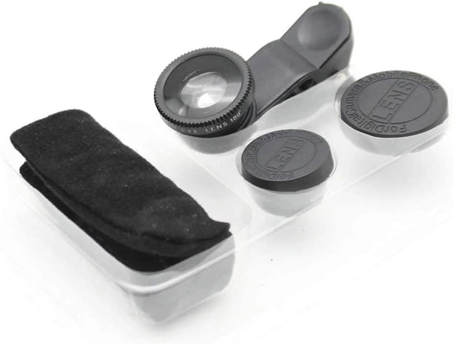 کیت لنز چشم ماهی گیره ای جهانی 180 درجه 3 در 1 شامل لنز چشم ماهی، ماکرو و زاویه باز برای اکثر تلفن های هوشمند و تبلت ها