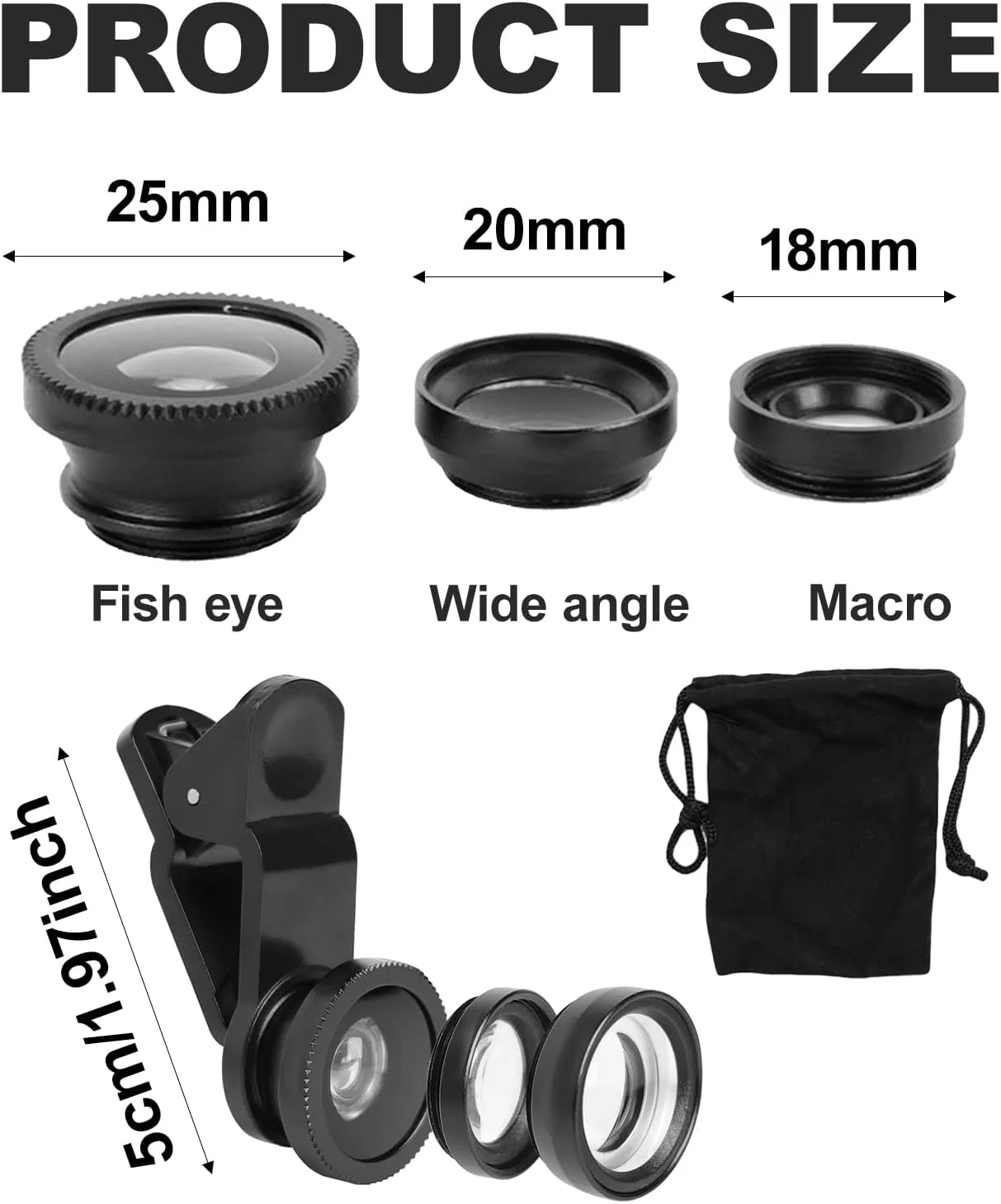 یک عدد لنز ماکرو 3 در 1 برای گوشی، لنز چشم ماهی گوشی، لنز چشم ماهی جهانی، سازگار با تقریباً هر دستگاه تلفن همراه مدرن، نصب و جدا کردن آسان، و دارای یک کیف نگهداری کوچک (مشکی) یک عدد لنز ماکرو 3 در 1 برای گوشی، لنز چشم ماهی گوشی، لنز چشم ماهی جهانی، سازگار با تقریباً هر دستگاه تلفن همراه مدرن، نصب و جدا کردن آسان، و دارای یک کیف نگهداری کوچک (مشکی)
