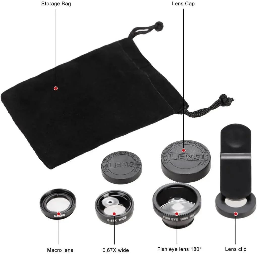 کیت لنز 3 عددی عمومی برای گوشی های هوشمند آیفون و اندروید | لنزهای زاویه فوق عریض، چشم ماهی، ماکرو | عکاسی و فیلمبرداری دوربین | Palo Alto Electronics کیت لنز 3 عددی عمومی برای گوشی های هوشمند آیفون و اندروید | لنزهای زاویه فوق عریض، چشم ماهی، ماکرو | عکاسی و فیلمبرداری دوربین | Palo Alto Electronics