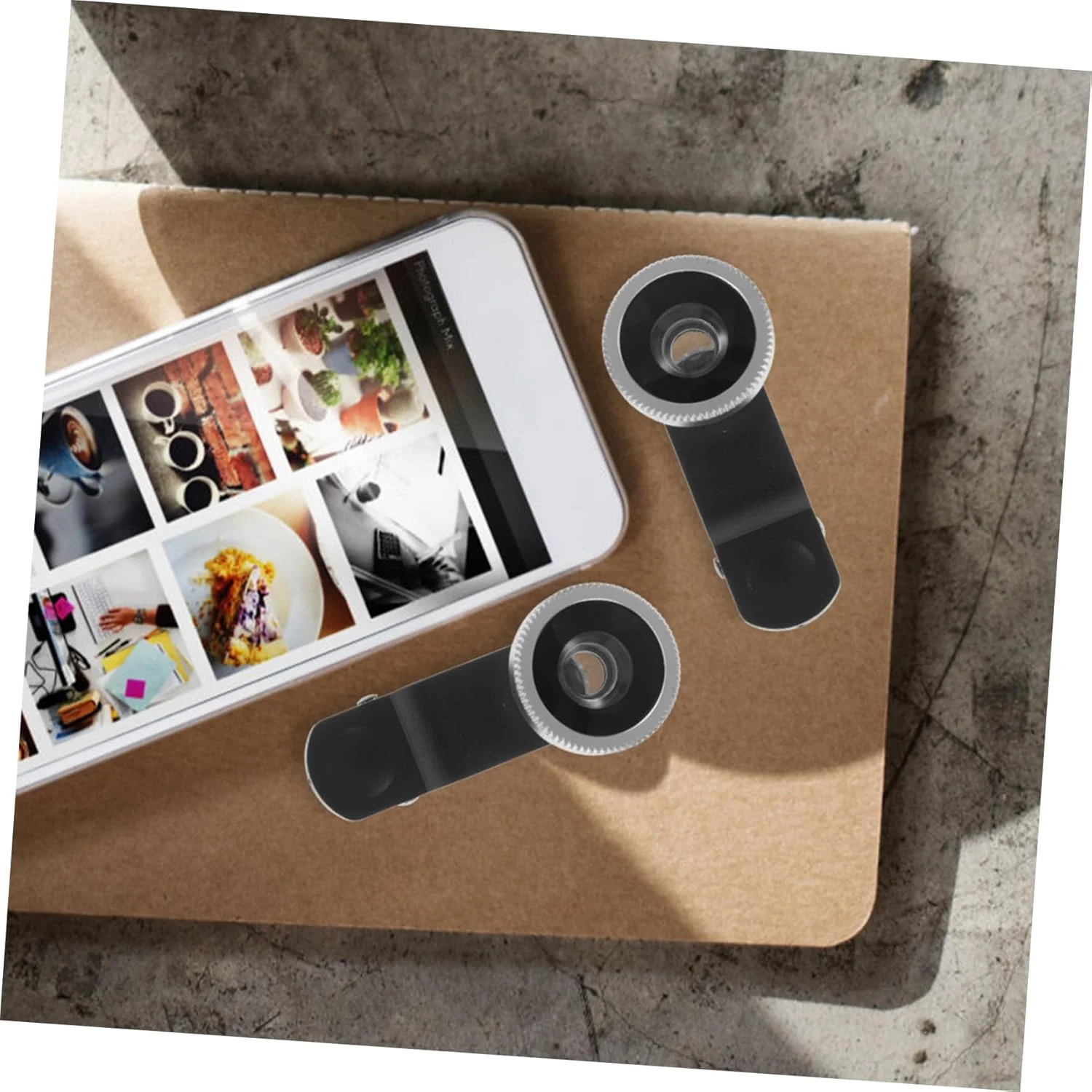 لنز تله فوتو تلفن همراه، پایه تلفن همراه، گیره دوربین تلفن هوشمند، لنزهای ذره بین برای تلفن، گیره لنز پایه قابل تنظیم تلفن نقره ای