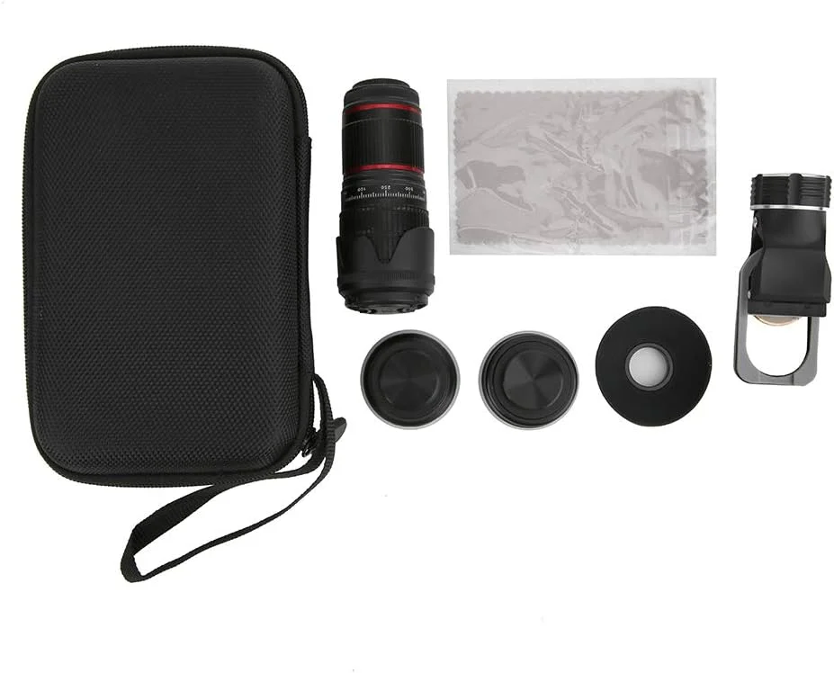 کیت لنز 5 در 1 شامل لنز تله فوتو 12.8X موبایل، لنز واید انگل، لنز فیش آی و لنز ماکرو برای تماشای بازی، مناظر، کنسرت و ابزار فیلمبرداری