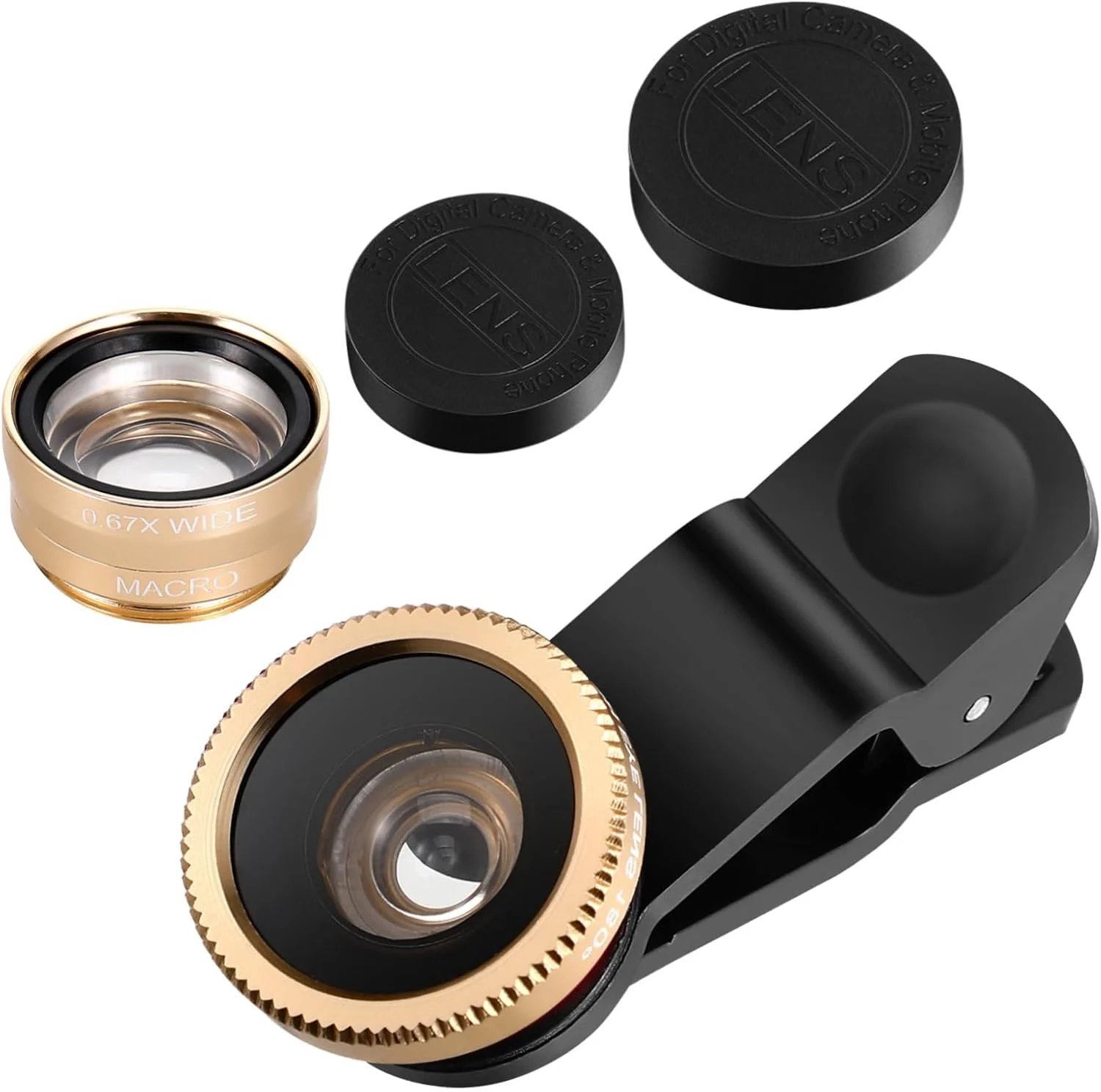 لنز ماکرو زاویه باز فوق العاده برای مجموعه لنز دوربین تلفن 3 در 1 نصب آسان لنزهای دوربین موبایل کلیپسی