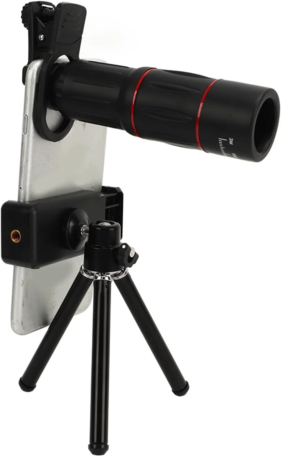 کیت لنز دوربین گوشی Goshyda، لنز تله فوتو 28x HD با قدرت بالا، لنز ماکرو 0.6X، لنز چشم ماهی زاویه فوق عریض 198 درجه، کیت لنز تلفن همراه با سه پایه برای تلفن های هوشمند
