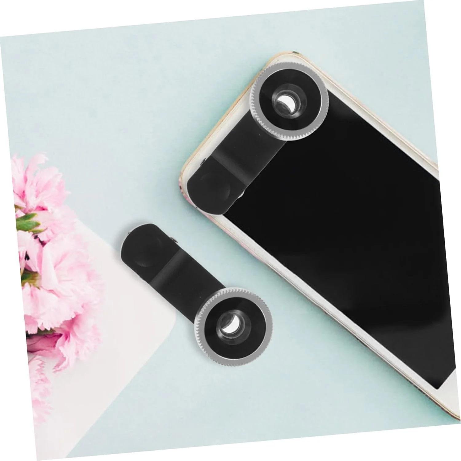 لنز تله فوتو تلفن همراه، پایه تلفن همراه، گیره دوربین تلفن هوشمند، لنزهای ذره بین برای تلفن، گیره لنز پایه قابل تنظیم تلفن نقره ای