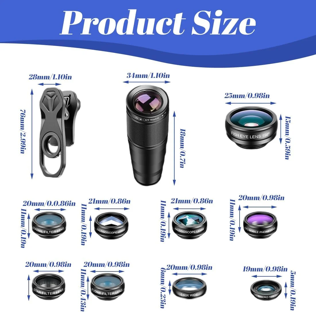 لنز تله فوتو 10 در 1 برای تلفن هوشمند، لنز موبایل، لنز تله فوتو 22X موبایل، با لنز ماکرو HD، موبایل، واید، لنز چشم ماهی، لنز دوربین موبایل جهانی، برای اکثر گوشی ها لنز تله فوتو 10 در 1 برای تلفن هوشمند، لنز موبایل، لنز تله فوتو 22X موبایل، با لنز ماکرو HD، موبایل، واید، لنز چشم ماهی، لنز دوربین موبایل جهانی، برای اکثر گوشی ها