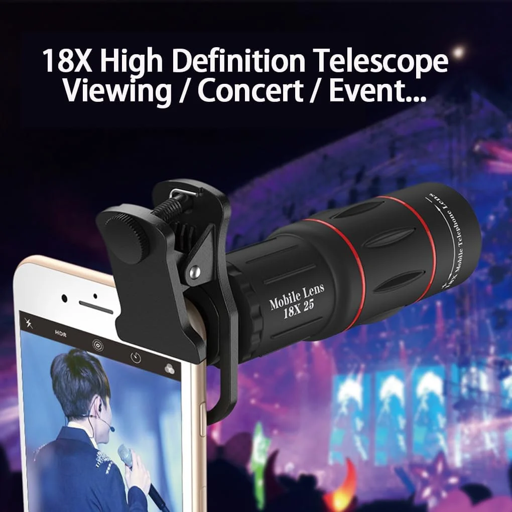 کیت لنز دوربین تلفن همراه Hi.FANCY، نسخه ارتقا یافته تله فوتو 18X زاویه باز برای اکثر تلفن های هوشمند، لنز دوربین تلفن همراه به همراه تلفن کیت لنز دوربین تلفن همراه Hi.FANCY، نسخه ارتقا یافته تله فوتو 18X زاویه باز برای اکثر تلفن های هوشمند، لنز دوربین تلفن همراه به همراه تلفن