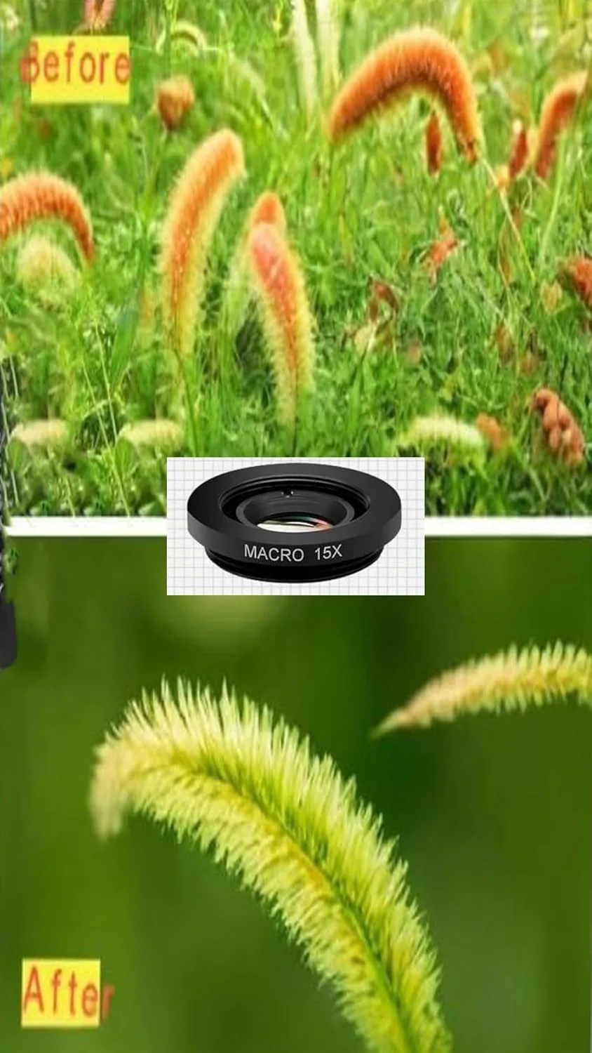 کیت لنز موبایل 7 در 1: لنز فیش آی 198 درجه + لنز ماکرو 15X + لنز واید انگل 0.63x + لنز تله فوتو 2x + CPL + Kaleidoscope + لنز استار فیلتر، لنز دوربین کلیپسی