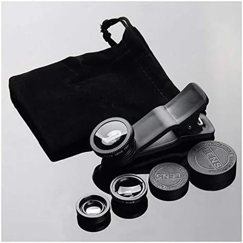 کیت لنز دوربین موبایل، لنز چشم ماهی 2 در 1، لنز ماکرو و لنز زاویه دید فوق عریض با گیره یونیورسال مشکی کیت لنز دوربین موبایل، لنز چشم ماهی 2 در 1، لنز ماکرو و لنز زاویه دید فوق عریض با گیره یونیورسال مشکی