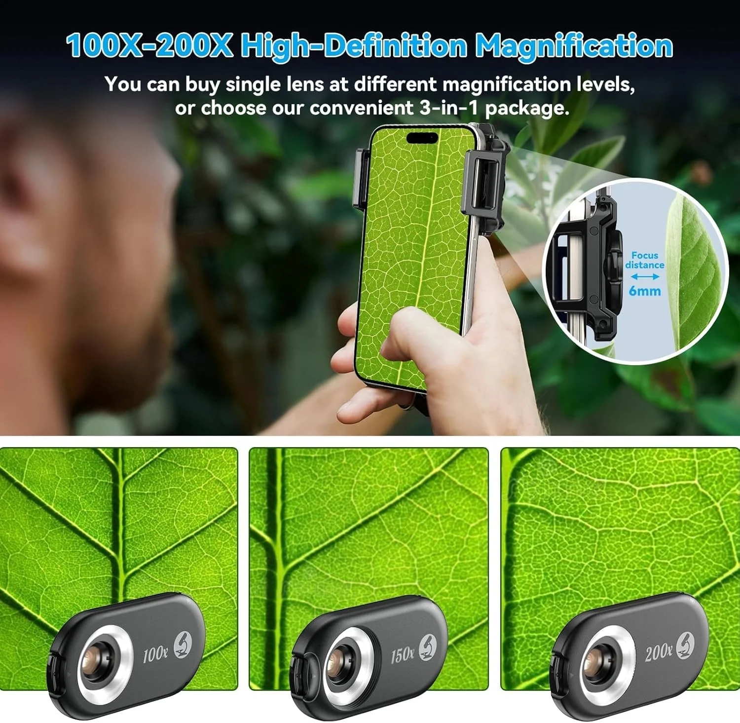 لنز میکروسکوپ تلفن همراه، لنز نانو زوم 200X برای اندروید/آیفون با نور LED UV/CPL/گیره جهانی، میکروسکوپ دیجیتال جیبی کوچک، اتصالات دوربین لنز میکرو تلفن هوشمند قابل حمل لنز میکروسکوپ تلفن همراه، لنز نانو زوم 200X برای اندروید/آیفون با نور LED UV/CPL/گیره جهانی، میکروسکوپ دیجیتال جیبی کوچک، اتصالات دوربین لنز میکرو تلفن هوشمند قابل حمل