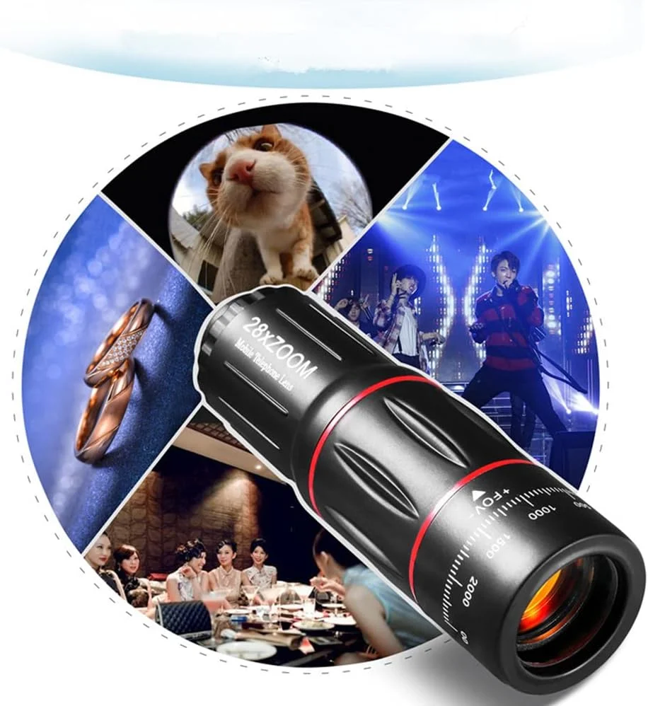 لنز تله فوتو موبایل ND 28X HD با زوم و لنز ماکرو برای گوشی های هوشمند، لنز چشم ماهی برای موبایل لنز تله فوتو موبایل ND 28X HD با زوم و لنز ماکرو برای گوشی های هوشمند، لنز چشم ماهی برای موبایل