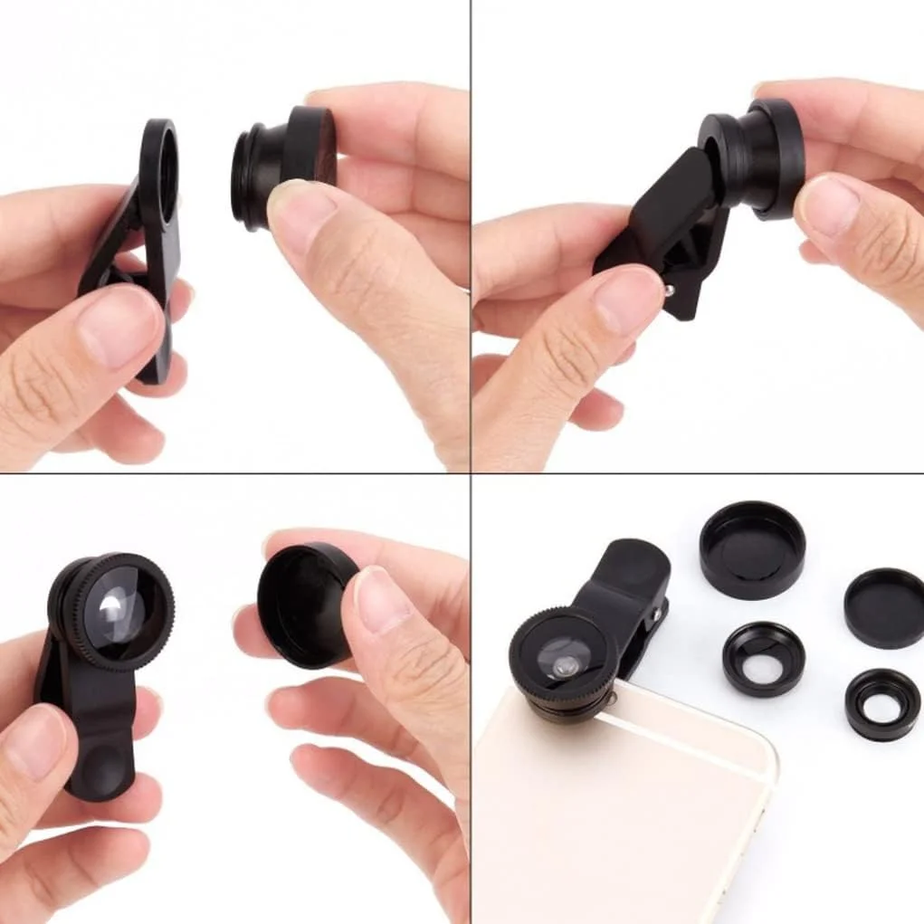 لنز موبایل، لنز چشم ماهی 3 در 1، لنزهای ماکرو واید انگل کلیپسی یونیورسال مشکی لنز موبایل، لنز چشم ماهی 3 در 1، لنزهای ماکرو واید انگل کلیپسی یونیورسال مشکی