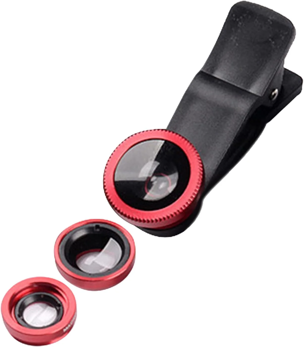 ست لنز موبایل 3 در 1 کلیپسی شامل لنز چشم ماهی 180 درجه، لنز واید انگل و لنز ماکرو 10X مناسب آیفون، لوازم جانبی حرفه ای - قرمز ست لنز موبایل 3 در 1 کلیپسی شامل لنز چشم ماهی 180 درجه، لنز واید انگل و لنز ماکرو 10X مناسب آیفون، لوازم جانبی حرفه ای - قرمز