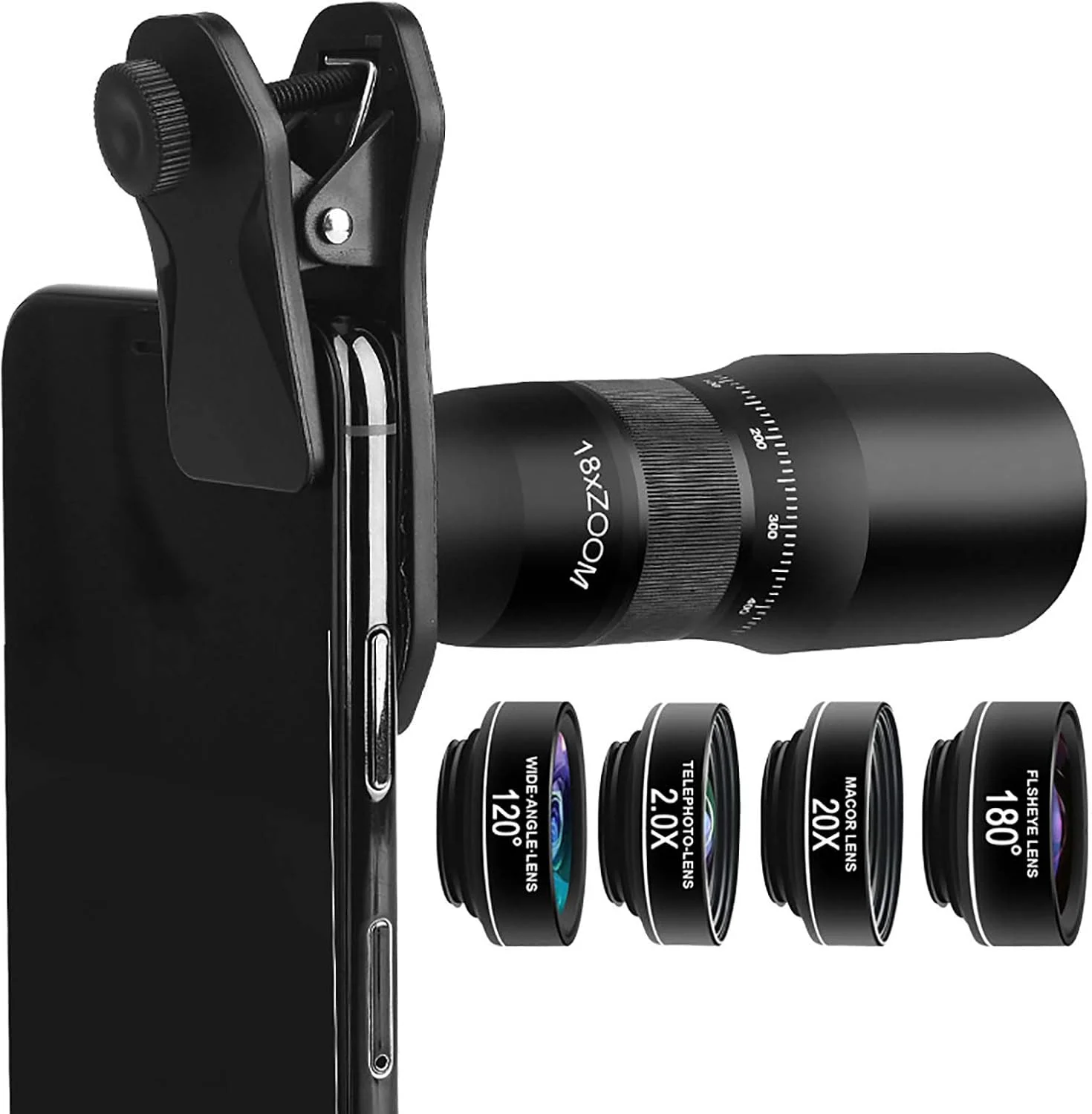 ست لنز دوربین تلفن همراه شامل لنز تک چشمی، میکروسکوپ و چشم ماهی با کیفیت تصویر بالا و بدون اعوجاج - یک عدد ست لنز دوربین تلفن همراه شامل لنز تک چشمی، میکروسکوپ و چشم ماهی با کیفیت تصویر بالا و بدون اعوجاج - یک عدد