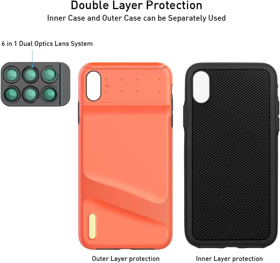کاور لنز MOMAX برای Apple iPhone Xs MAX: کیت لنز اپتیکال دوگانه 6 در 1 (چشم ماهی 180 درجه، تله فوتو 2 برابر، زاویه باز 120 درجه، ماکرو 10X/20X)، محافظت دو لایه قرمز کاور لنز MOMAX برای Apple iPhone Xs MAX: کیت لنز اپتیکال دوگانه 6 در 1 (چشم ماهی 180 درجه، تله فوتو 2 برابر، زاویه باز 120 درجه، ماکرو 10X/20X)، محافظت دو لایه قرمز