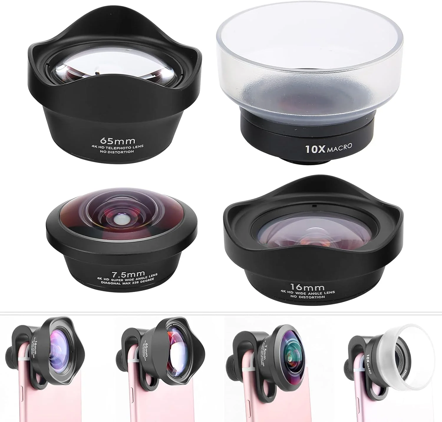 کیت لنز دوربین موبایل 4 در 1، لنز تله فوتو 2X + زاویه باز + ماکرو + چشم ماهی، با کیف نگهداری، برای آی او اس پد/تلفن های هوشمند کیت لنز دوربین موبایل 4 در 1، لنز تله فوتو 2X + زاویه باز + ماکرو + چشم ماهی، با کیف نگهداری، برای آی او اس پد/تلفن های هوشمند