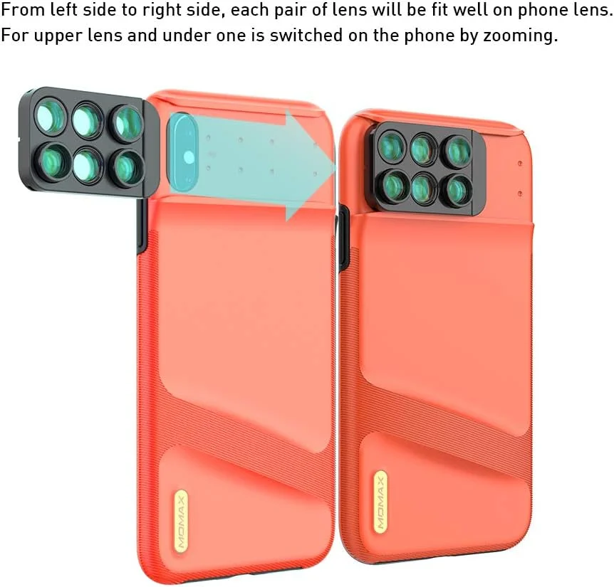 کاور لنز MOMAX برای Apple iPhone Xs MAX: کیت لنز اپتیکال دوگانه 6 در 1 (چشم ماهی 180 درجه، تله فوتو 2 برابر، زاویه باز 120 درجه، ماکرو 10X/20X)، محافظت دو لایه قرمز کاور لنز MOMAX برای Apple iPhone Xs MAX: کیت لنز اپتیکال دوگانه 6 در 1 (چشم ماهی 180 درجه، تله فوتو 2 برابر، زاویه باز 120 درجه، ماکرو 10X/20X)، محافظت دو لایه قرمز