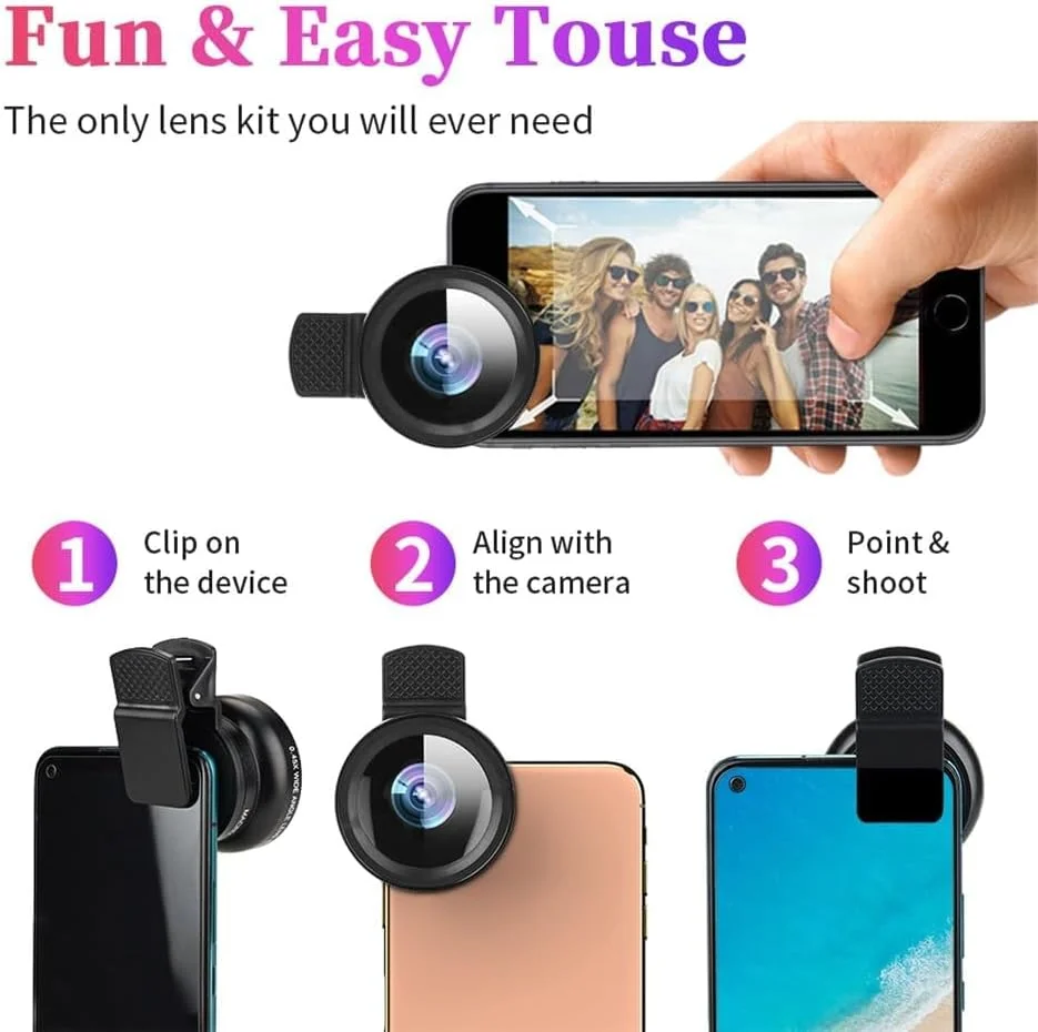 لنز دوربین گوشی NALACAL، لنز دوربین حرفه ای 2 در 1، کیت لنز کلیپسی جهانی تلفن همراه، لنز موبایل 37 میلی متری 0.45x زاویه دید فوق العاده عریض + لنز ماکرو HD برای همه تلفن های هوشمند لنز دوربین گوشی NALACAL، لنز دوربین حرفه ای 2 در 1، کیت لنز کلیپسی جهانی تلفن همراه، لنز موبایل 37 میلی متری 0.45x زاویه دید فوق العاده عریض + لنز ماکرو HD برای همه تلفن های هوشمند