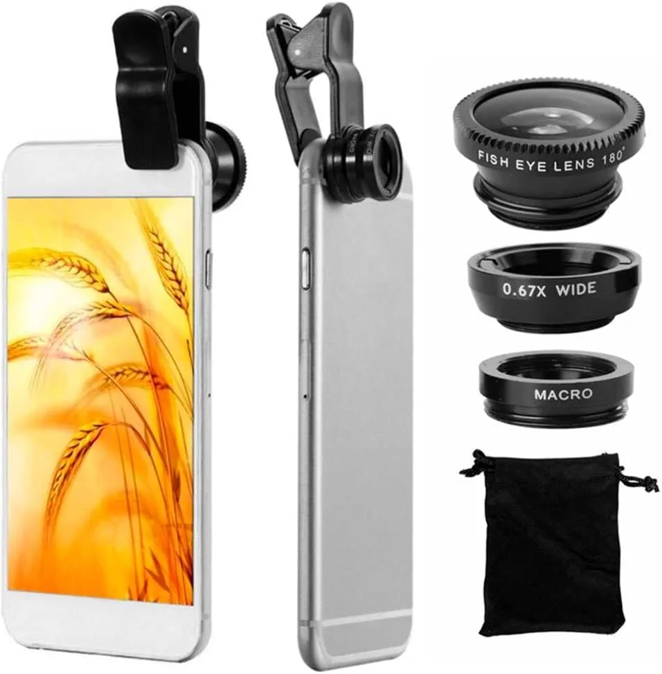 لنز موبایل 3 در 1 زاویه دید گسترده و چشم ماهی OcioDual مشکی