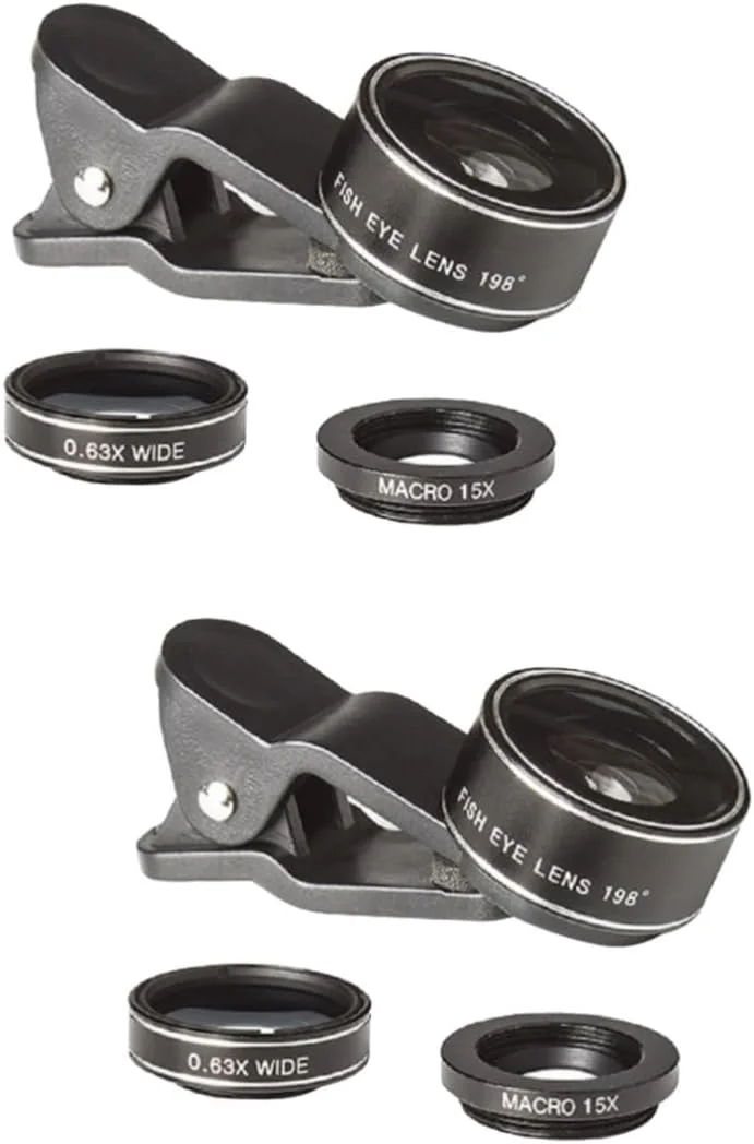OSALADI 2 عدد لنز دوربین گوشی 3 در 1، سازمان دهنده کابل مسافرتی کوچک، لنز دوربین گوشی هوشمند، لنز گوشی، گوشی های موبایل، USB زاویه راست b، لنز سه در یک، لنز چشم ماهی، کمربند میکروفون، زاویه باز